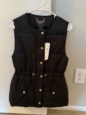 NWT J. Crew Signature Puffer Black Quilted Sleeveless Vest